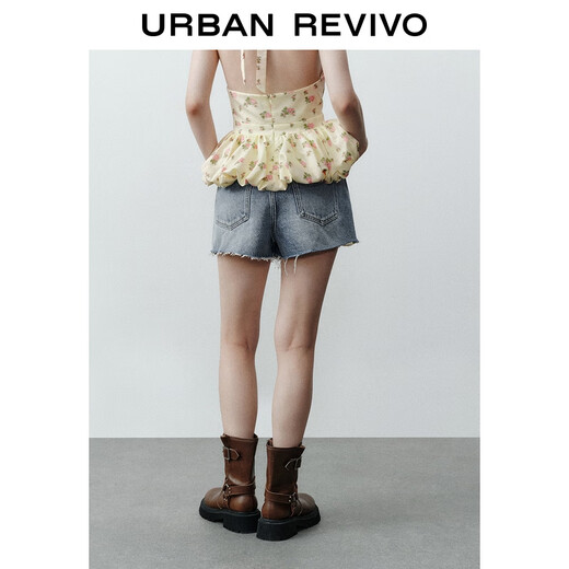 UR2025 new autumn women's design ripped culottes style denim shorts UYV850098 blue 25