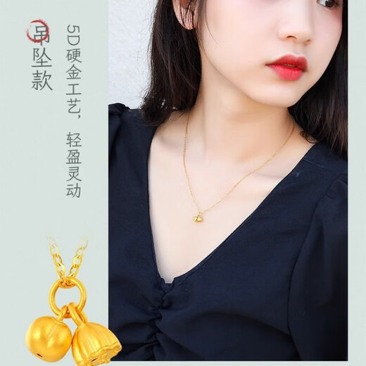 Ji Bochi pure gold-covered silver pendant necklace G24K gold color Shishi Ruyi bracelet braided birthday gift Shishi Ruyi +s925 necklace