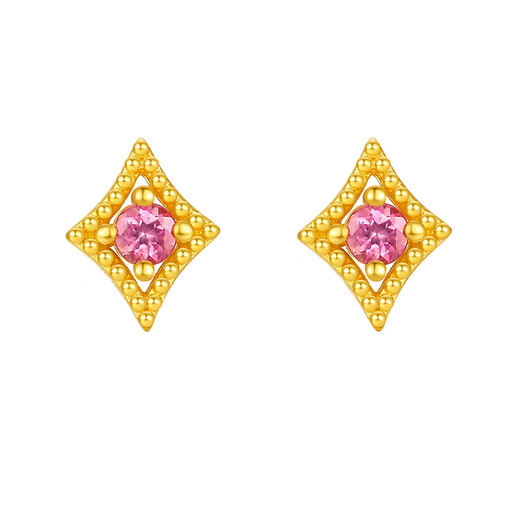 Saturday Welfare Lottery Tourmaline Gold Pure Gold Star Earrings Birthday Gift J0916105 About 0.73g Pair
