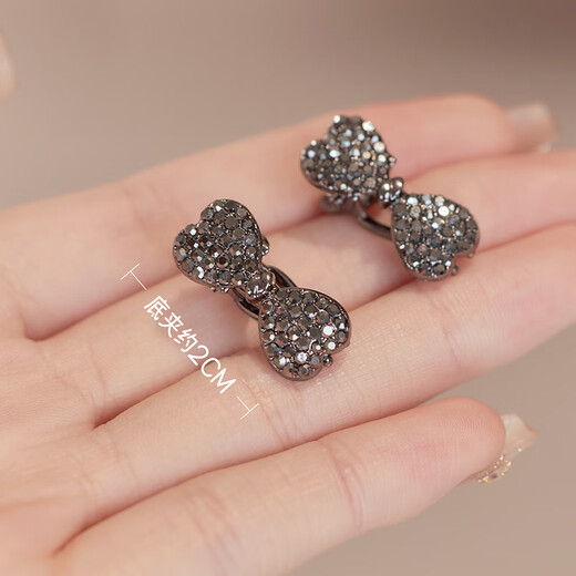 Two Worlds of Joy small rhinestone bow side duckbill clip crystal hair clip high-end forehead broken hair clip mini bangs clip small bow hair clip 2 pieces