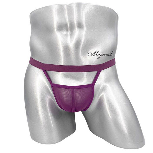 Slutty men's double thong M tight sexy personality breathable transparent hip mesh men's underwear a pair of white 90-160Jin Jin is equal to 0.5kg, inner wear