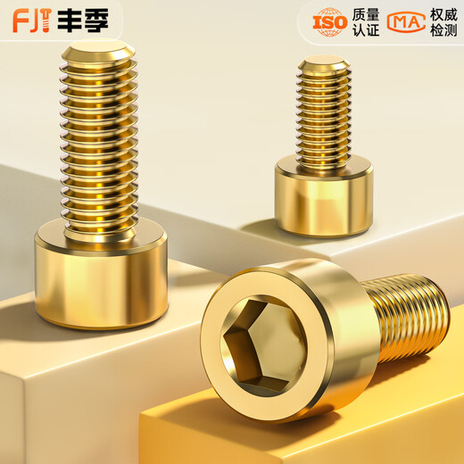 Fengji national standard pure brass full copper cup head hexagonal screws cylindrical head bolts M2M3M4M5M6M8M10M12mm M2*5 50 pieces