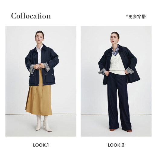 Navigare Italian dinghy 25 new style mid-length windbreaker women's Barn style lapel work jacket 2331545505