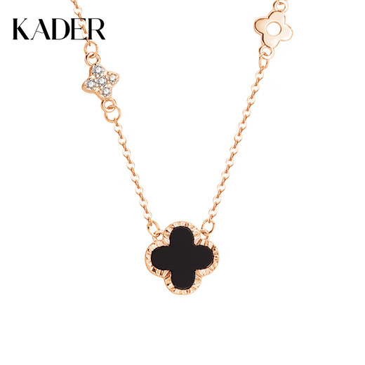 Catiro four-leaf clover necklace women's 999 silver pendant clavicle chain girl's first birthday gift for girlfriend four-leaf clover necklace / 999 silver / ghostwriting greeting card