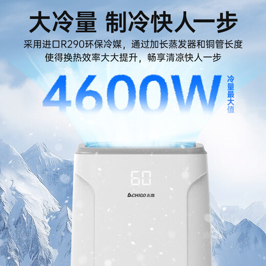 CHIGO mobile air conditioner, single cooling and heating type, all-in-one air conditioner, no outdoor unit, no drainage, no installation required, small air conditioner, movable air conditioner, kitchen living room, rental room, vertical refrigeration air conditioner, 2.5 HP heating and cooling-new product launch, upgraded refrigeration and heating