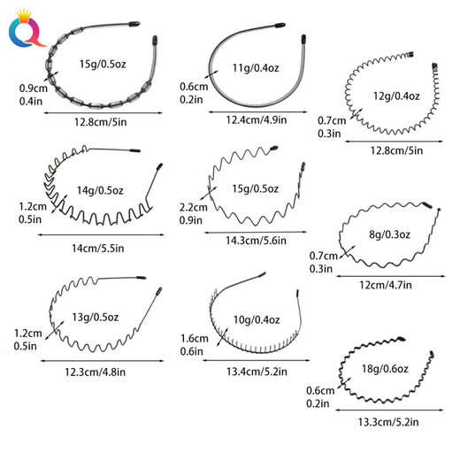 Simple metal basic face wash headband, seamless pressing hairpin-like headband hair accessory on the back of the head, black headband-instant noodles style