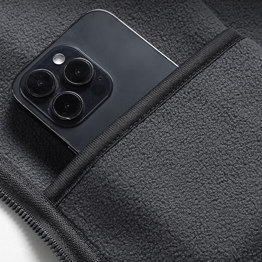 Pierre Cardin jacket men's spring and autumn polar fleece sherpa double-sided fleece fashionable stand-up collar warm jacket dark blue XL