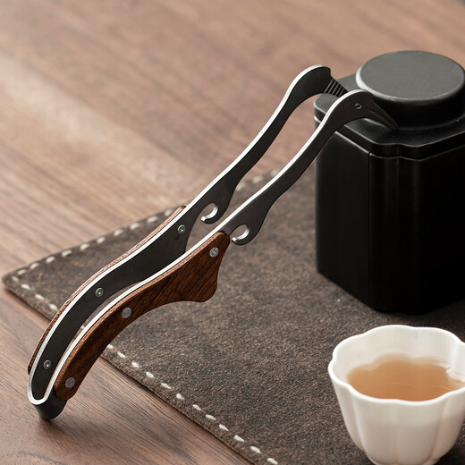 Tangfeng pure titanium tea clip single household light luxury high-end tea set accessories tea leaf clip tea cup clip tweezers tea set pure titanium walnut crane tea clip (gift box)