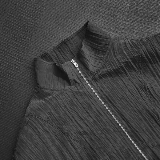 美洋（MEIYANG）树懒外套 机能风皱感流光帅气立领短款宽松夹克 黑色 XL