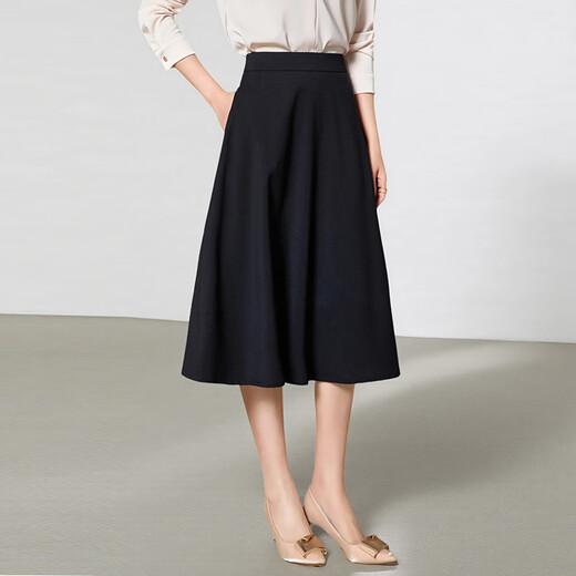 Troman's no-iron, high-end, professional-looking skirt, women's mid-length, over-the-knee slim umbrella skirt, formal interview a-line skirt