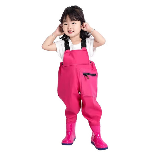 YogelTackle children's one-piece raincoat waterproof waders beach wading equipment men's and women's baby full body rain pants water shoes set children's yellow overalls (pocket)_Impact style 24_25