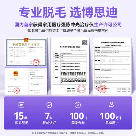 Bosidi dual lamp freezing point sapphire hair removal instrument for medical household lip hair, body, armpit, private parts, student party, noble purple, dual lamp + dual capacitor + large energy