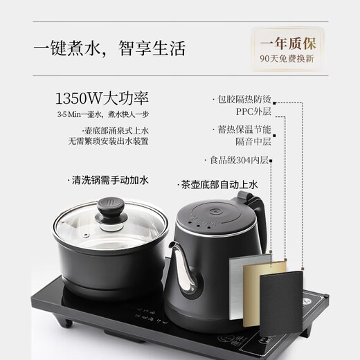 Tang Yue Kung Fu tea set home office all-in-one Yongquan automatic water boiling tea tray tea set complete set of tea table for guests