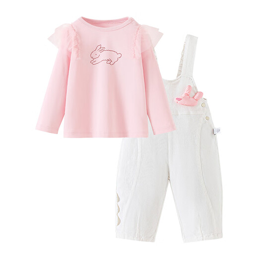 Mini Bala boys and girls overalls set cute and cute long-sleeved cotton T-shirt soft denim two-piece set 2025 autumn and winter new products