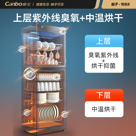 Canbo Disinfection Cabinet Home Vertical Kitchen Disinfection Cupboard Door Kitchen Dishes Tableware Large Capacity UV Disinfection Cabinet Touch Control Drain-Free ZTP380X-C2S