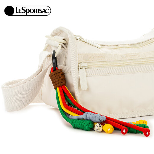 LeSportsac Chen He's same style EVERYDAY BAG zipper multi-compartment solid color versatile crossbody bag as a gift for girls, shell white