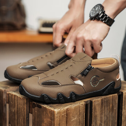 Sandales masculines Summer Pospers Pleach Chaussures de plage Extérieur Sports Style Us qui résistant à grande taille Chaussures Lazy Men's (JL) AS9909 Brown 43