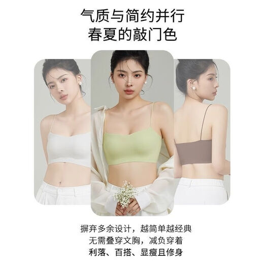 MiiOW Beautiful Back Bra Women's Summer Thin Small Breast Gathered Thin Shoulders Tube Top Anti-Exposed Suspender Skirt Special Seamless Bra 7A Cup Integrated Black + White M Recommended 70-90Jin Jin equals 0.5kg