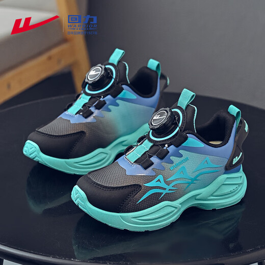 Warrior Children's Shoes Boys' Casual Shoes Spring and Autumn Knob Buckle Children's Sports Shoes WZ-1465 Black/Blue/Dark Blue 36