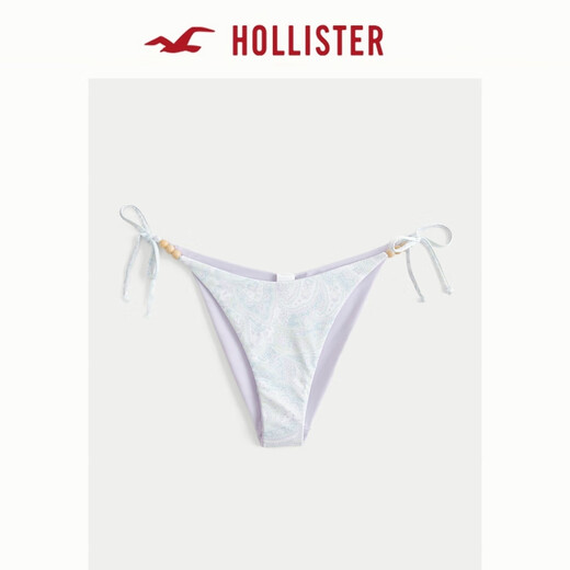 HOLLISTER25 Summer Y2K Sexy Resort Style Beach Bikini Women's 311-5280 White Print (Bottoms) XXS