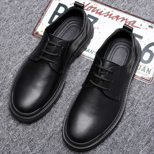 Ruan Dai (RUANDAI) 2025 autumn and winter leather shoes men's casual British Martin boots men's real I leather Korean style trendy work shoes low top men's shoes 100 brown 9922 44
