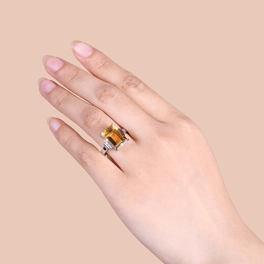GEM STONE KING Ring Women's Square Citrine Amethyst 925 Silver Fashionable Princess Colored Gemstone Women's Ring as a Gift for Mom Beautiful No. 5 Citrine