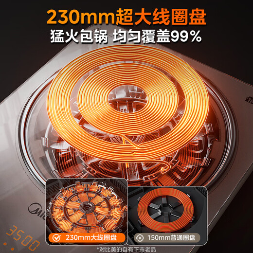 Midea platinum diamond household induction cooker 3500W high-power electric ceramic stove battery stove multi-functional commercial induction cooker one-click stir-fry, boil water and cook millet porridge government subsidy E35C02
