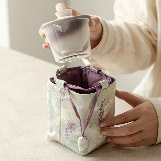 Punol Portable Travel Tea Set High-Looking Gradient Quick Cup One Pot Two Cups Home Kung Fu Tea Set Female Teacher's Day Haze Purple Quick Cup Set