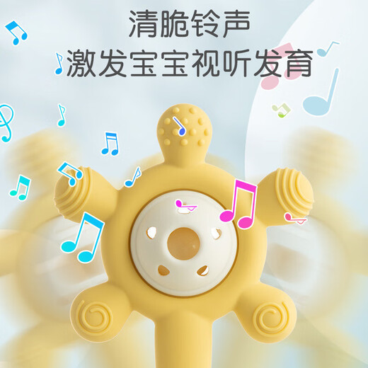 Baby teether, baby molar stick, hand rattle toy, palm, silicone chewing Loco, boilable, anti-eating, hand comfort, silicone palm, rattle teether, light green, can be boiled in high temperature - OPP bag