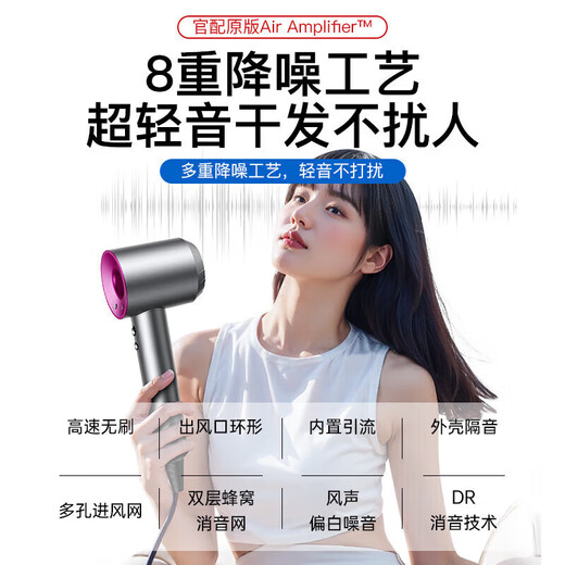 DIKTT German bladeless high-speed hair dryer for home use, silent, high-power, non-harming, constant temperature hair dryer, Huaqiangbei quick-drying baby barber shop hair salon hair dryer, rose red, single nozzle, 3 billion negative ions, 520 Valentine's Day gift