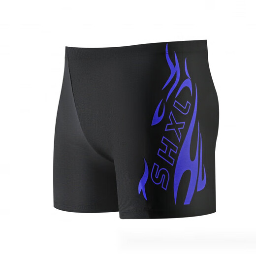 Xu Qixing swimming trunks three-piece set swimming equipment complete set of men's anti-embarrassment swimming trunks plus size swimming goggles swimming cap swimming blue fire boxer briefs three-piece set 6XL recommended weight 220-235Jin Jin is equal to 0.5 kg