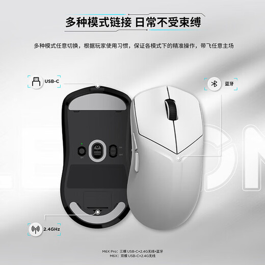联想拯救者M6X SE游戏鼠标 家用轻量化无线电竞鼠标 无线蓝牙有线三模连接游戏鼠标 拯救者M6X SE【三模连接】幻影黑 官方标配