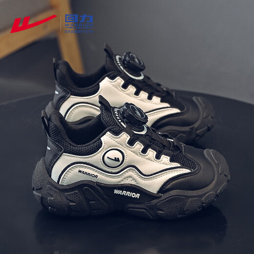 Warrior boys' casual sports shoes spring and autumn mesh breathable running shoes WZ-1557 m/black 36