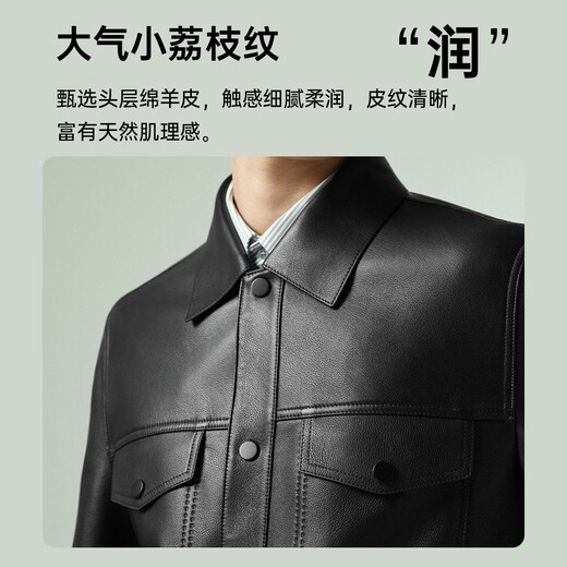 Lilang leather jacket men's lapel sheep first-layer leather business fashion leather jacket coat 25 autumn
