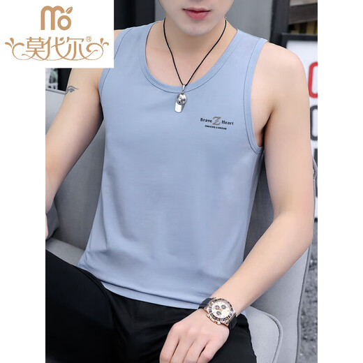 Modal pure cotton vest men's trendy vest slim fit personality trendy summer sports wear bottomed men's sleeveless T-shirt 20 sets - M9232 light gray + M9793 black 7XL [Suggestion: 205Jin [Jin equals 0.5 kg] to 220Jin [Jin equals 0.5 kg]]