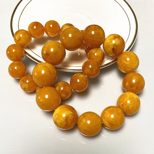 Antique natural beeswax bracelet for men and women, Russian material floating flowers without optimization, raw mineral demon flower bracelet, fidelity certificate, chicken oil yellow floating flowers 20mm*1, 0 carat, 2 thick wristband certificates for men