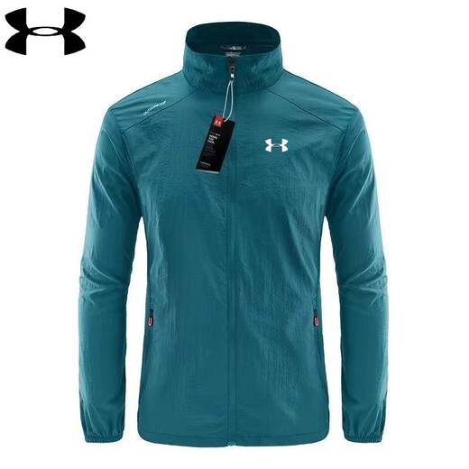 Under Armor sun protection jacket, lightweight summer men's quick-drying hooded outdoor breathable windproof fishing jacket upf50 men's dark gray hooded XL 125-145Jin Jin equals 0.5 kg