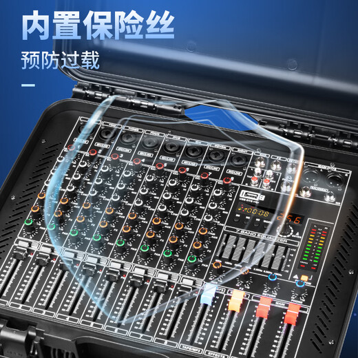 Depusheng GT10 amplifier mixer all-in-one professional high-power wireless microphone reverberation Bluetooth USB flight case wedding stage performance speaker 550W+550W mixer amplifier wireless microphone three-in-one