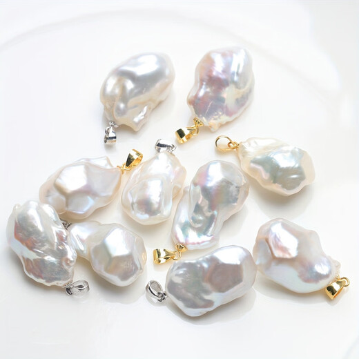 Freshwater Pearl Baroque Pearl Pendant Matches Summer Black T-Shirt Artifact Holiday Birthday Father's Day Gift White Bus Pearl Silver Pendant