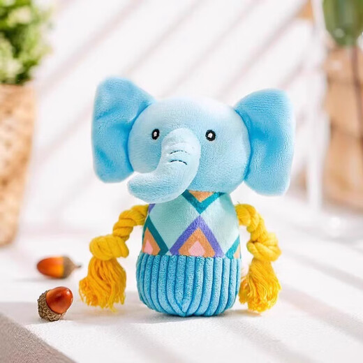 Qi Oh Dog Toy Knotted Elephant Sounds Self-Happiness Teething Resistant Pet Puppy Plush Doll Big Dog Pet Supplies Knotted Elephant