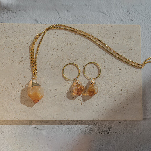 CAOX high-quality yellow water sterling silver gold-plated earrings earrings pendants niche simple versatile high-end sterling silver gold-plated earrings a pair