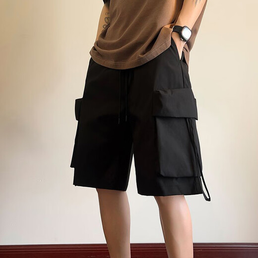 Mai Chaoshang Summer American Working Apparel New Shorts Men's Large Pockets Versatile Casual Outdoor Wearing Five-Part Tight Pants Straight-Line Slimming Mid-Pants Khaki 9901 S Recommended 80-90Jin [Jin equals 0.5 kg]