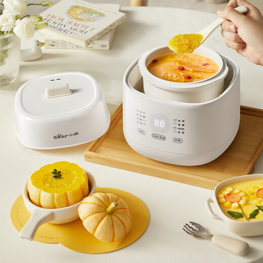 Bear electric stew pot, baby food supplement pot, porridge pot, soup pot, electric stew pot, water-proof stew pot, small electric pot, bird's nest stew pot, household soup pot, small stew pot, steaming all-in-one 1L, 1-2 people, small capacity 1L