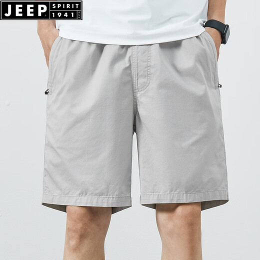 
JEEP SPIRIT summer shorts men's pure cotton solid color casual pants outside wearing men's loose simple five-point pants men's pants 9215 light green L