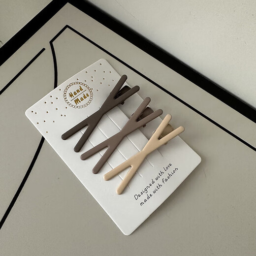 Milk tea color coffee color hairpin Korean hairpin seamless broken hair girl hairpin bangs clip bb clip simple duckbill clip coffee color - cross style