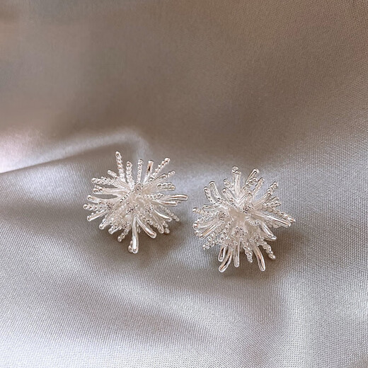S925 Silver Needle Dandelion Fireworks Earrings for Women High-end and Unique New Earrings Niche Design Light Luxury Earrings S925 Silver Needle Dandelion Fireworks Earrings