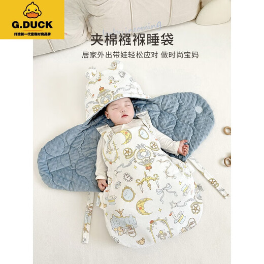 G.DUCKKIDS baby quilt autumn and winter new all-in-one sleeping bag anti-jump baby sleeping bag anti-kicking quilt Class A pure cotton Palace Image - quilted (recommended room temperature 5-15) 0-3 months