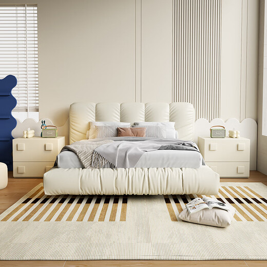 姗姗木艺奶油侘寂风实木卡门柜客厅储物卧室现代简约床头柜组合多功能斗柜 全实木卡门柜+16802色[防猫抓皮] 整装(无需安装开箱即用)58x37x50