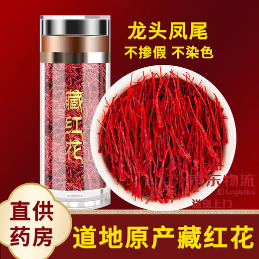 北京同仁堂藏红花特级西藏臧红花礼盒茶藏红花泡水喝的功效 精选长丝藏红花*2克/罐 京自东营官方正品旗舰店
