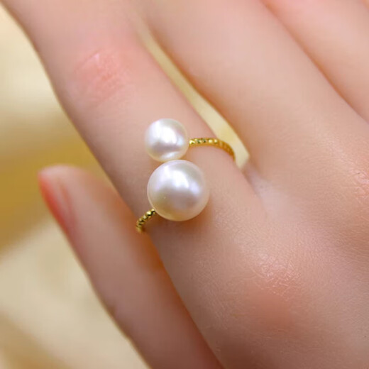 Fat Donglai buys the same style seawater pearl ring, white, truly adjustable opening, strong light, flat round freshwater ring for women, white 7-10mm